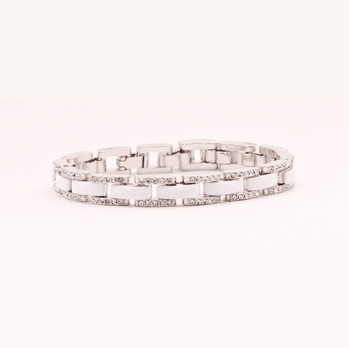 White Crystal Lined Bracelet