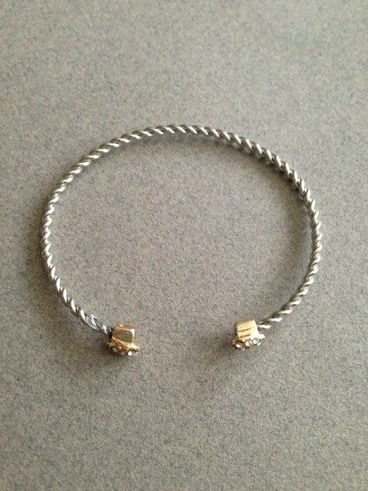 Pave Stone Twist Wire Cuff Bracelet