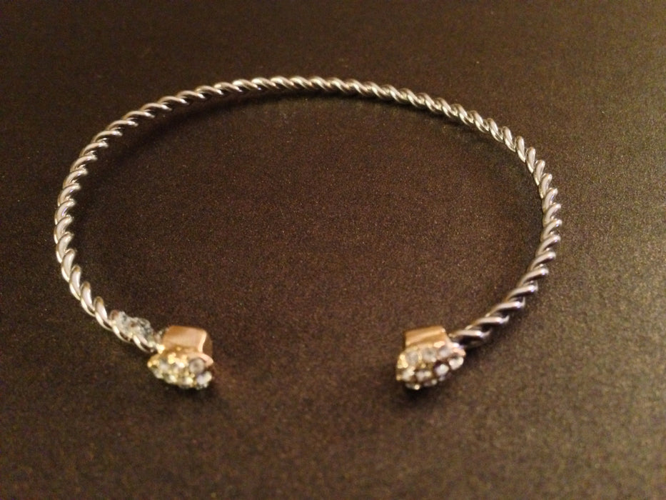 Pave Stone Twist Wire Cuff Bracelet