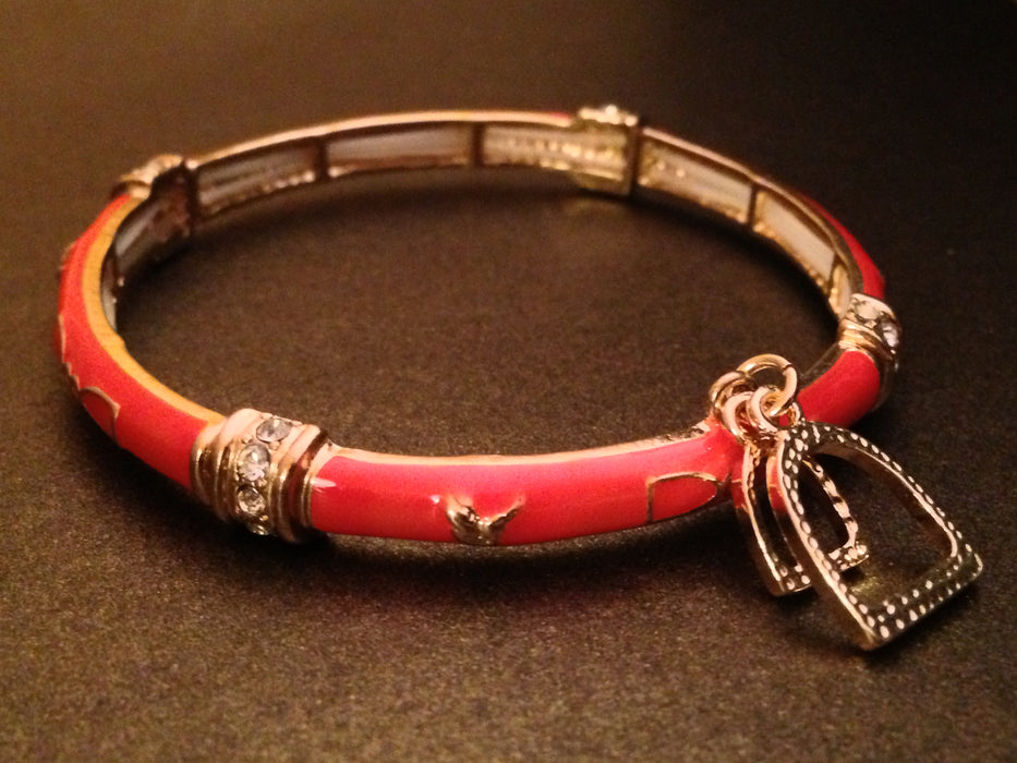 Enamel Stretch Bracelet With Horse Stirrup Charms