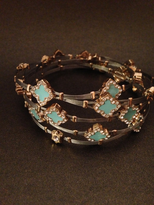 Enamel Clover Wire Bracelet