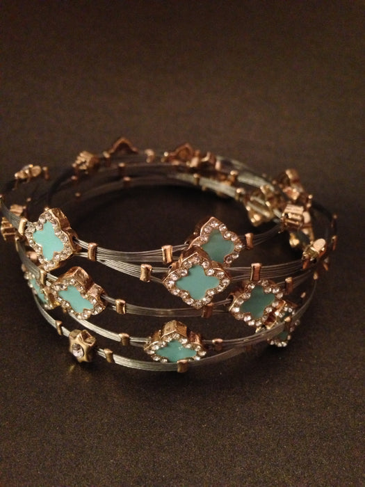 Enamel Clover Wire Bracelet
