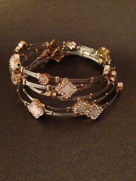 Enamel Clover Wire Bracelet
