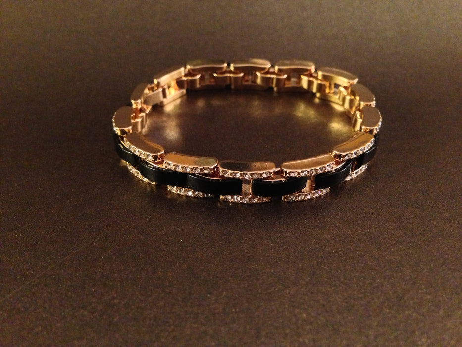 Black Crystal Lined Bracelet