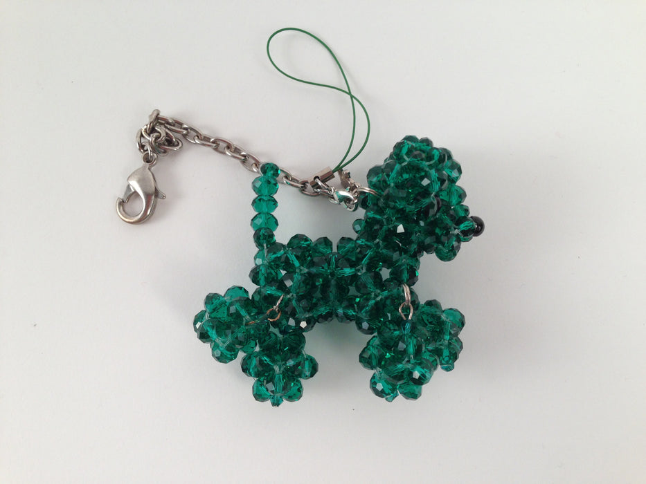 Green Crystal Beaded Dog Keychain