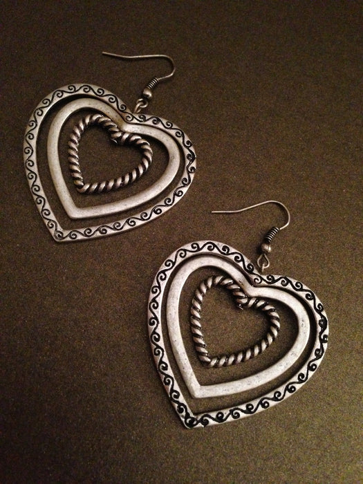 Triple Heart Dangle Earrings