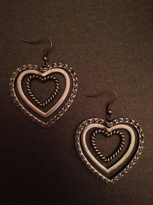 Triple Heart Dangle Earrings