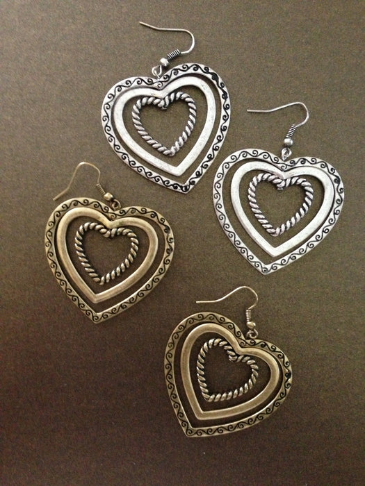 Triple Heart Dangle Earrings
