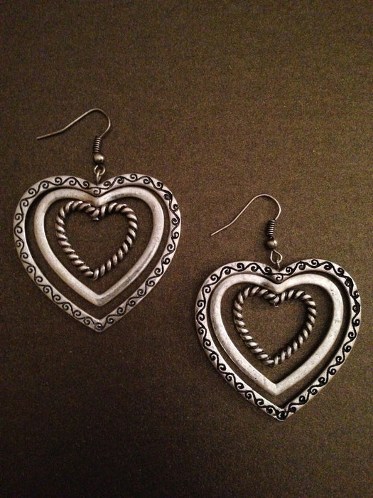 Triple Heart Dangle Earrings