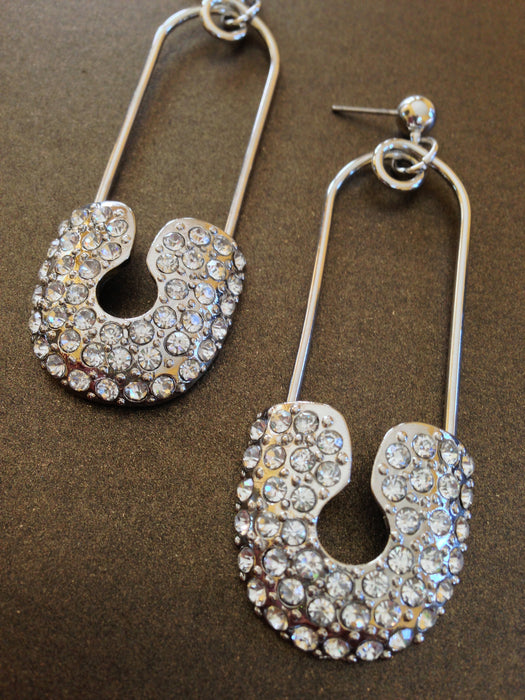 Crystal Safety Pin Dangle Earring
