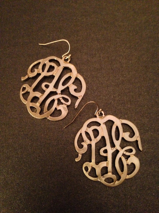Metal Cursive LBE Monogram Dangle Earring