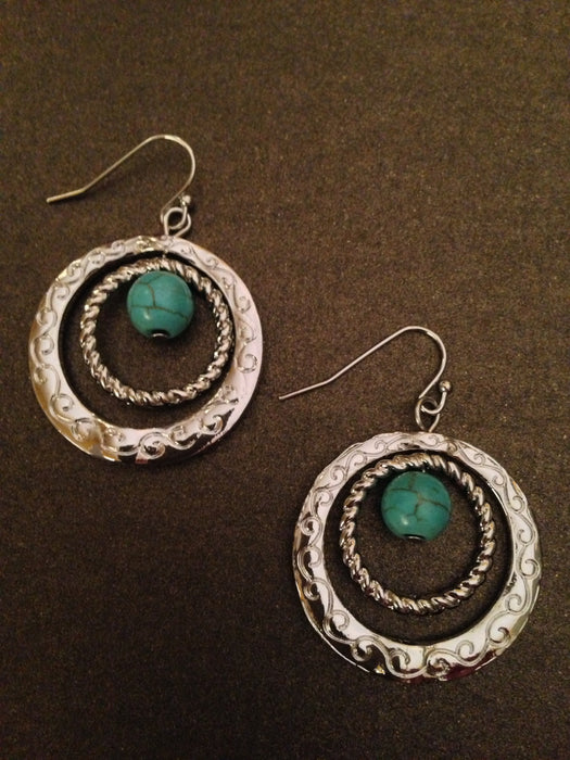 Semi Precious Stone Dangle Hoop Earring