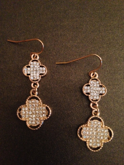 Crystal Clover Two Drop Earring