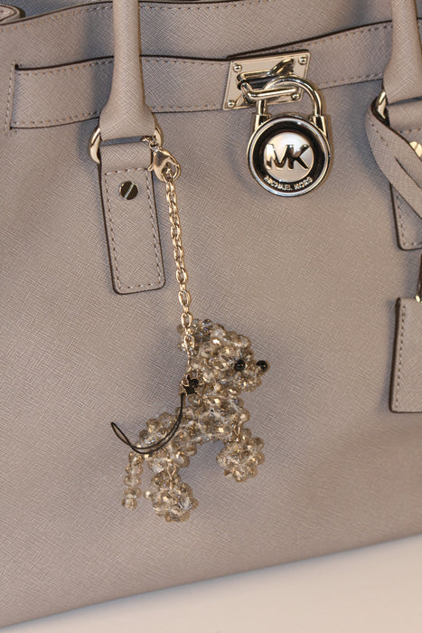 Grey Crystal Beaded Dog Keychain