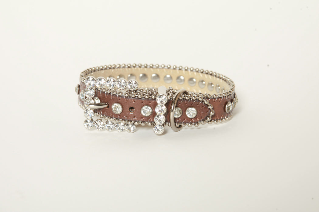 Brown Rhinestone Dog Collar