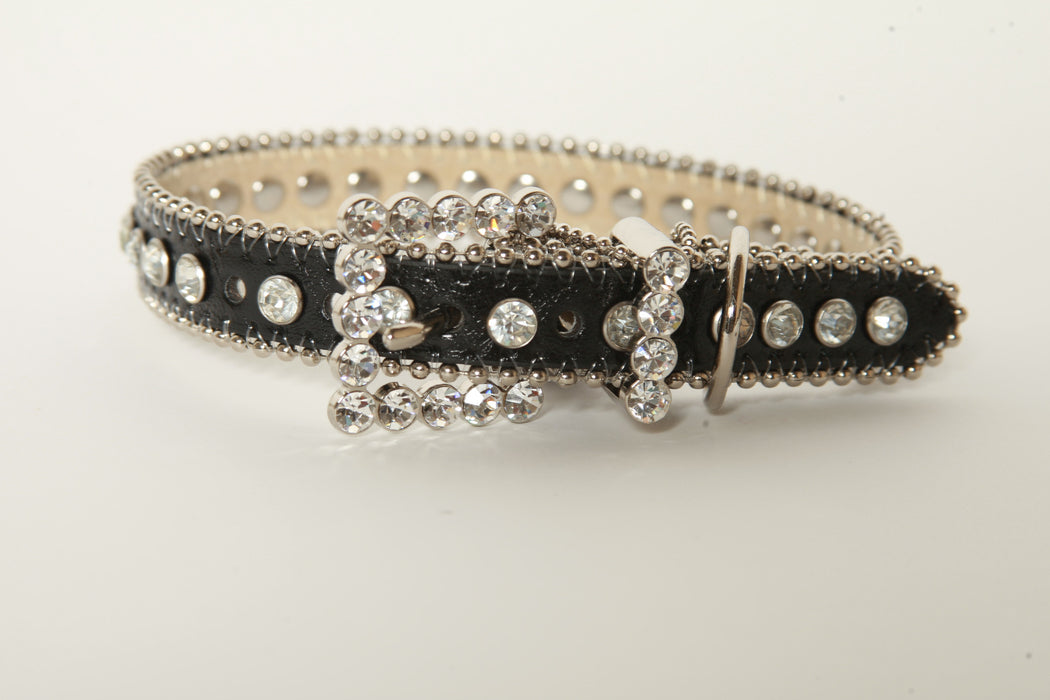 Black w/ Clear Rhinestone Dog Collar