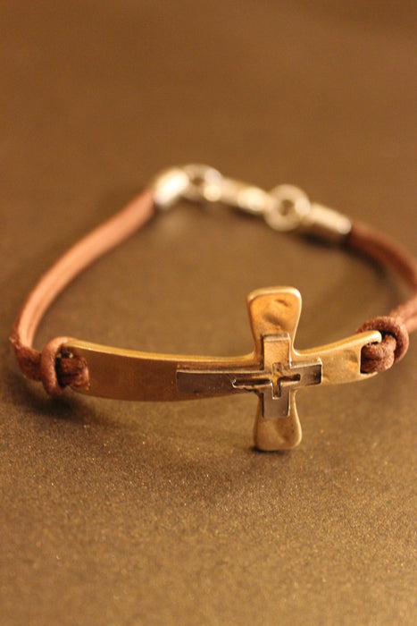 Leather Cross Bracelet