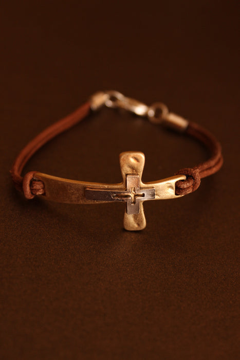 Leather Cross Bracelet