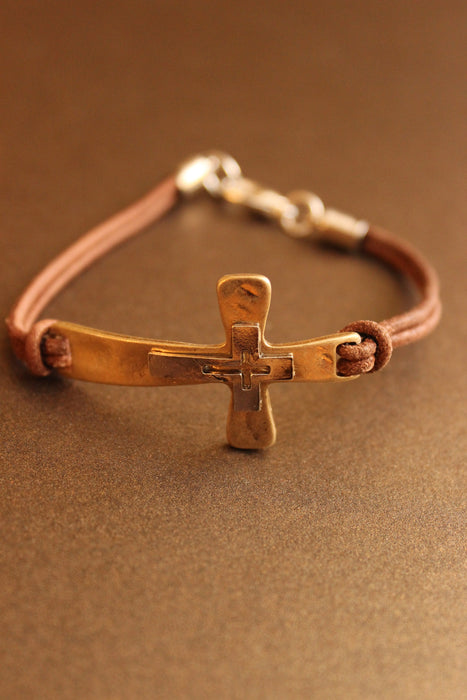 Leather Cross Bracelet