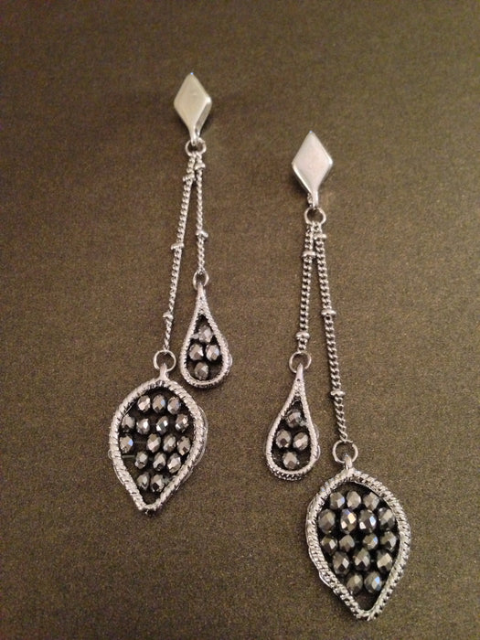 Teardrop Two Dangle Bead Earring