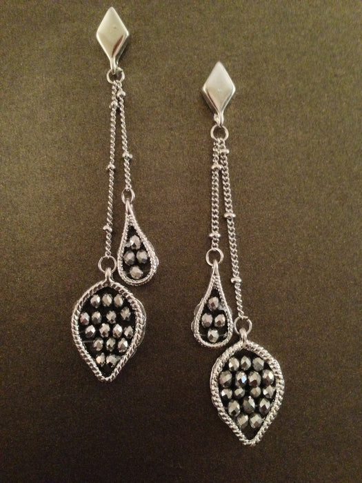Teardrop Two Dangle Bead Earring