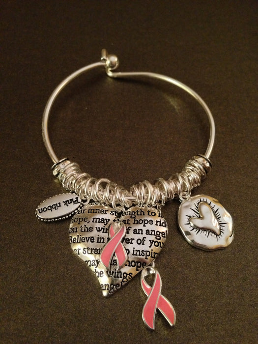 Cure Breast Cancer Textured Charm Bracelet