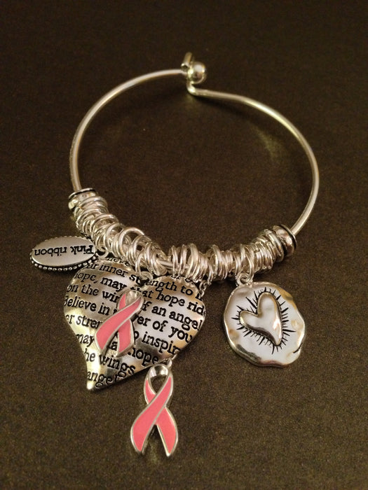 Cure Breast Cancer Textured Charm Bracelet