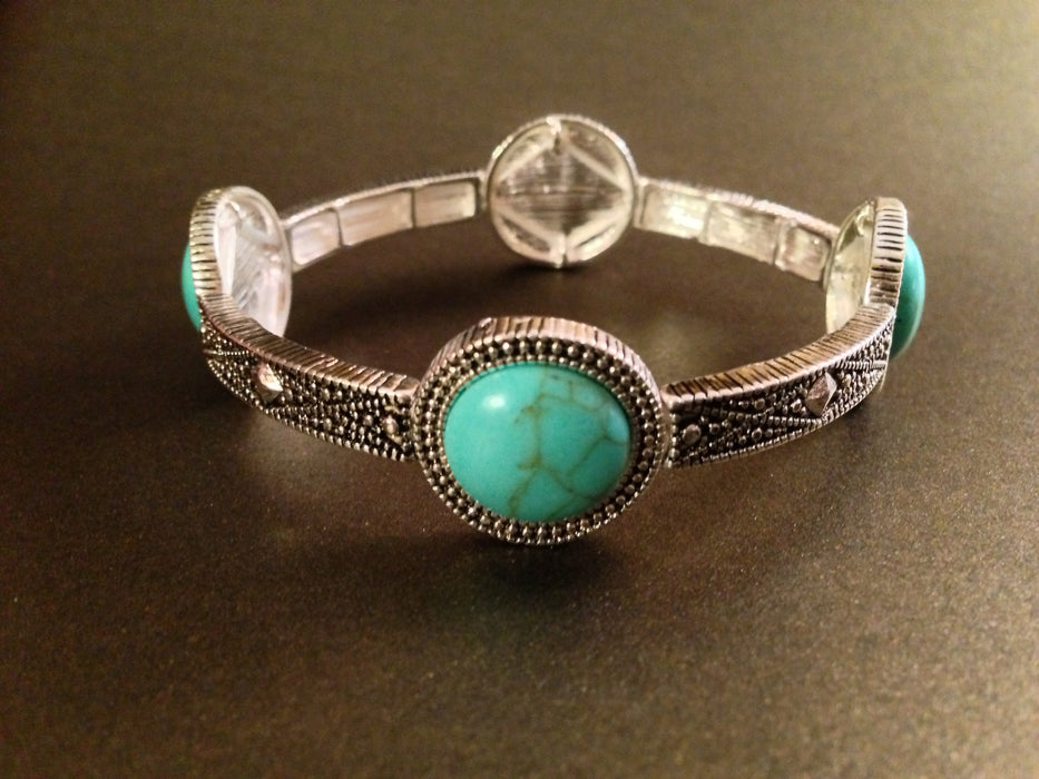 Semi precious stone circle stretch bracelet