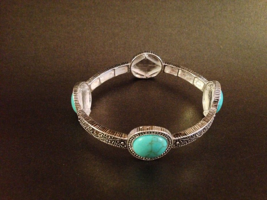 Semi precious stone circle stretch bracelet