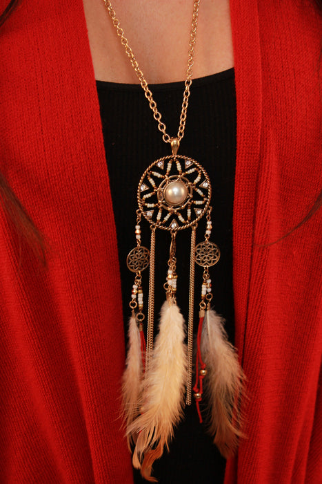 Dream Catcher Feather Necklace Set