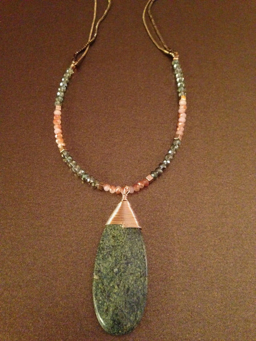 Olive Stone Pendant Necklace