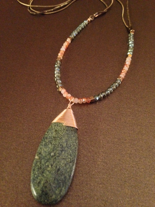 Olive Stone Pendant Necklace