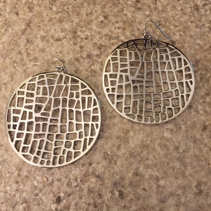 Round Mosaic Earring (Silver)