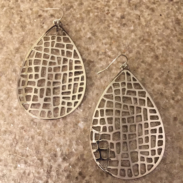 Tear Drop Mosaic Earring (Silver)