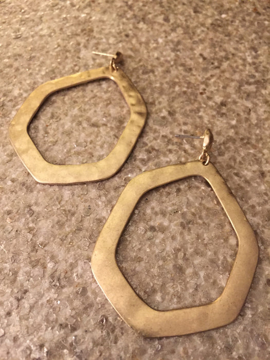 Six Corner Hoop Earring (Gold)