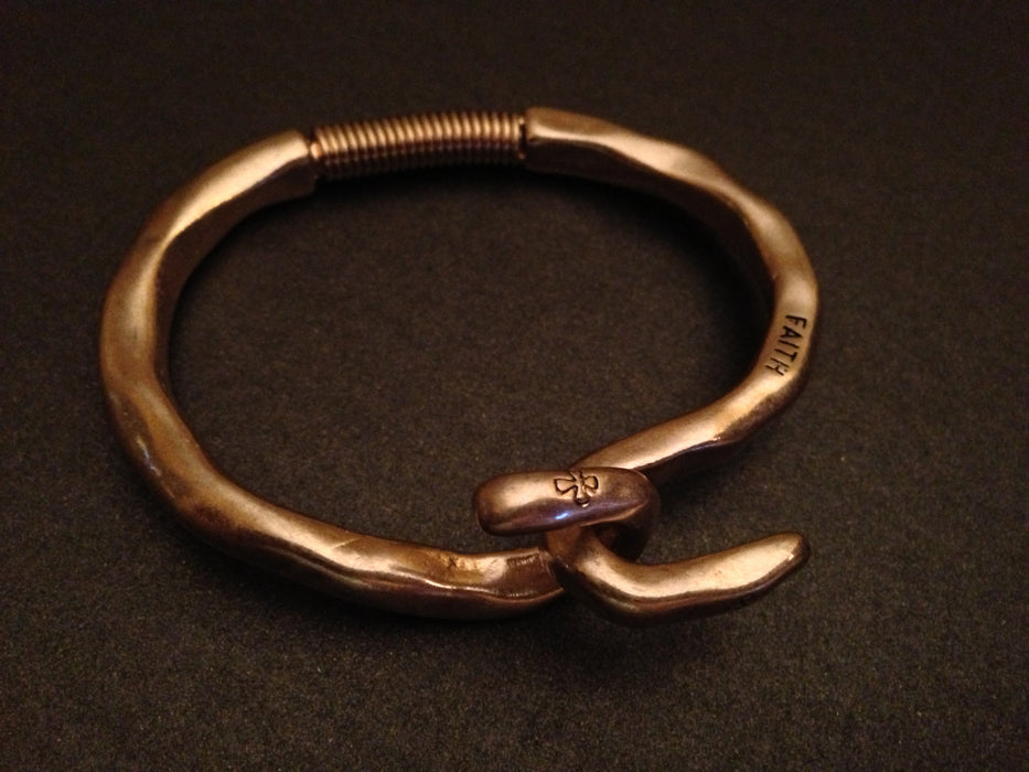 Artisian Textured Faith Spring Clasp Bracelet