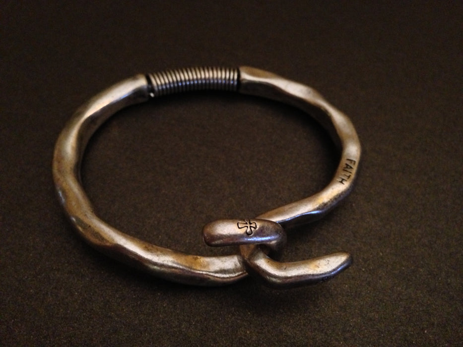 Artisian Textured Faith Spring Clasp Bracelet