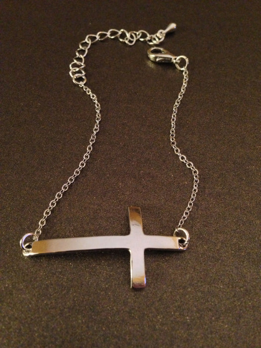 Metal Plain Cross Chain Bracelet