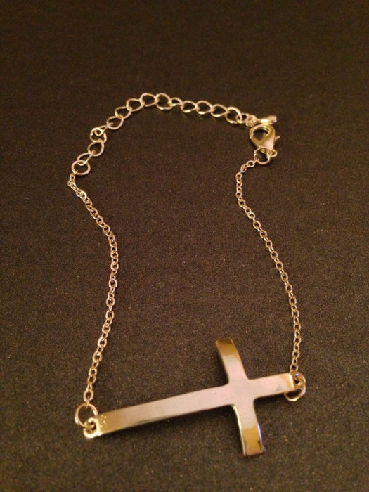 Metal Plain Cross Chain Bracelet