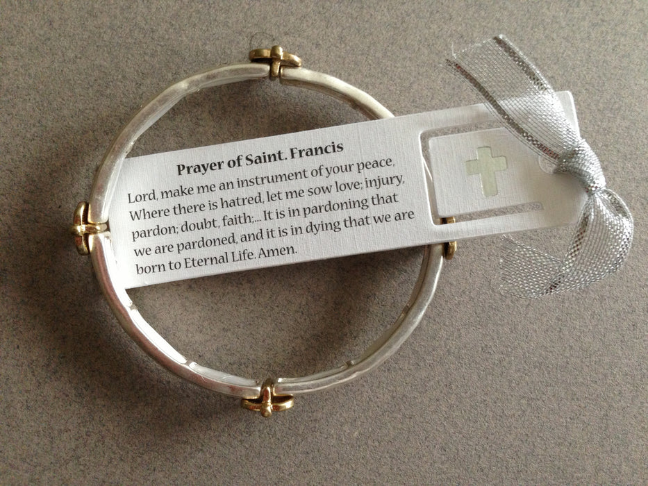 "Prayer of Saint Francis" Textured Cross Stretch Bracelet and Bookmark