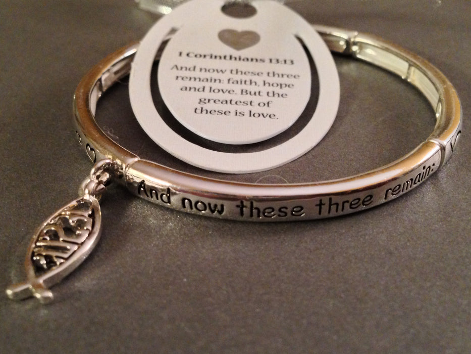 1 Corinthians 13:13 Textured Stretch Bracelet