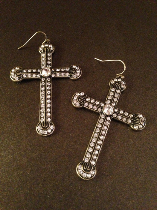 Antique Crystal Cross Earring