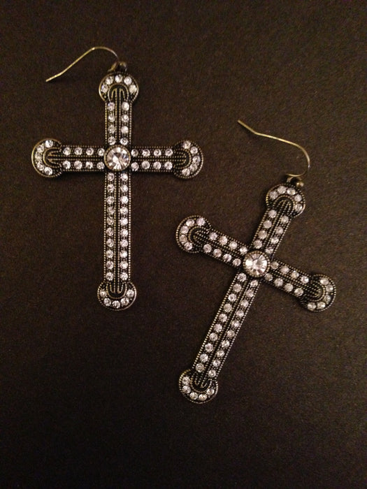 Antique Crystal Cross Earring