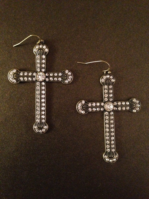 Antique Crystal Cross Earring