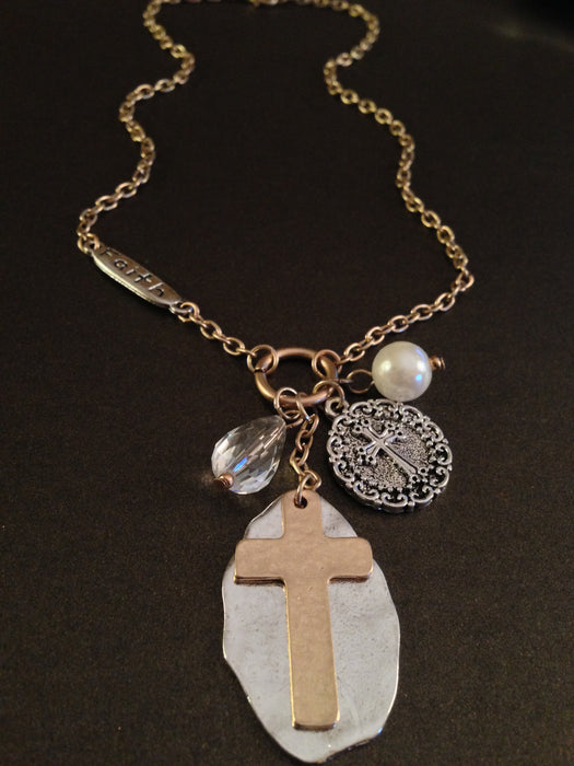 Cross Pendant and Charm Faith Necklace