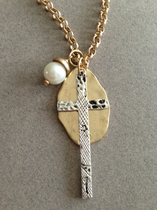 Long Cross Pendant and Charm Faith Necklace