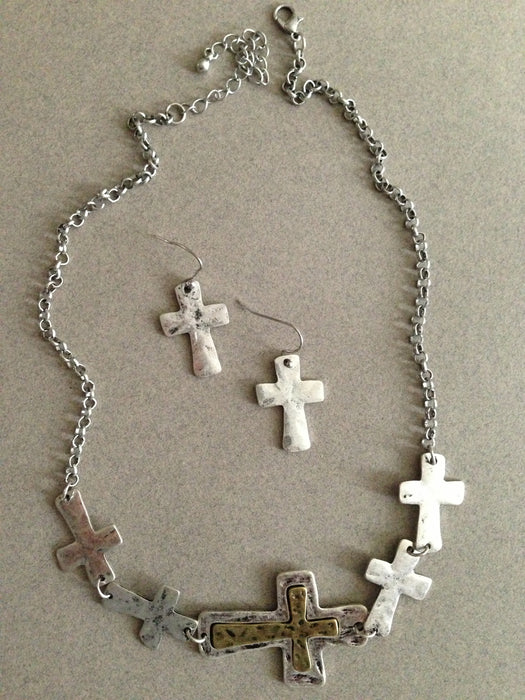 Five Cross Pendant Necklace