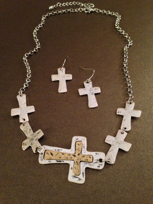Five Cross Pendant Necklace