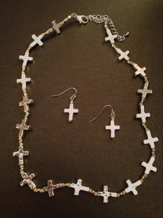 All Around Cross Necklace Set (Ivory)