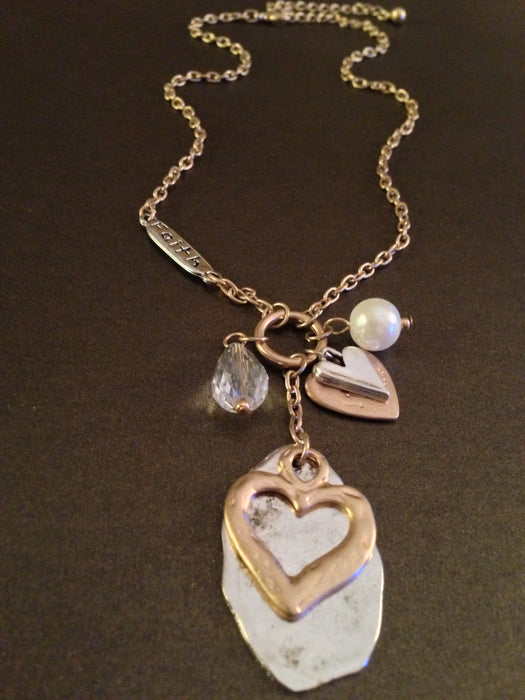 Heart Pendant and Charm Faith Necklace